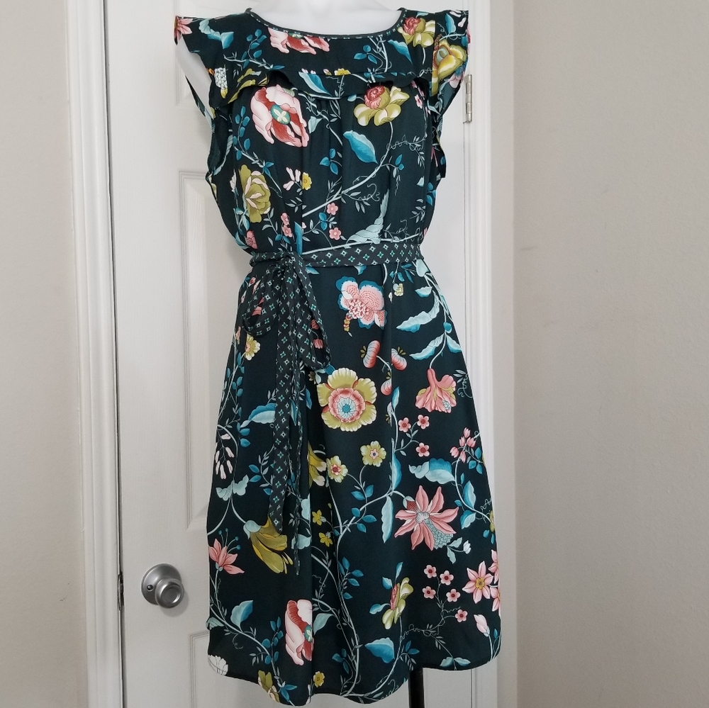 LOFT Forest Floral Dress LP EUC